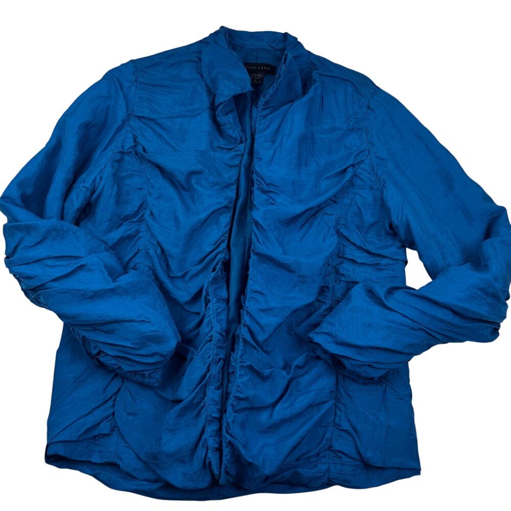 Silkland 100% Silk Lightweight Luxe Ruched Textured Chic Jacket Women's Size XL